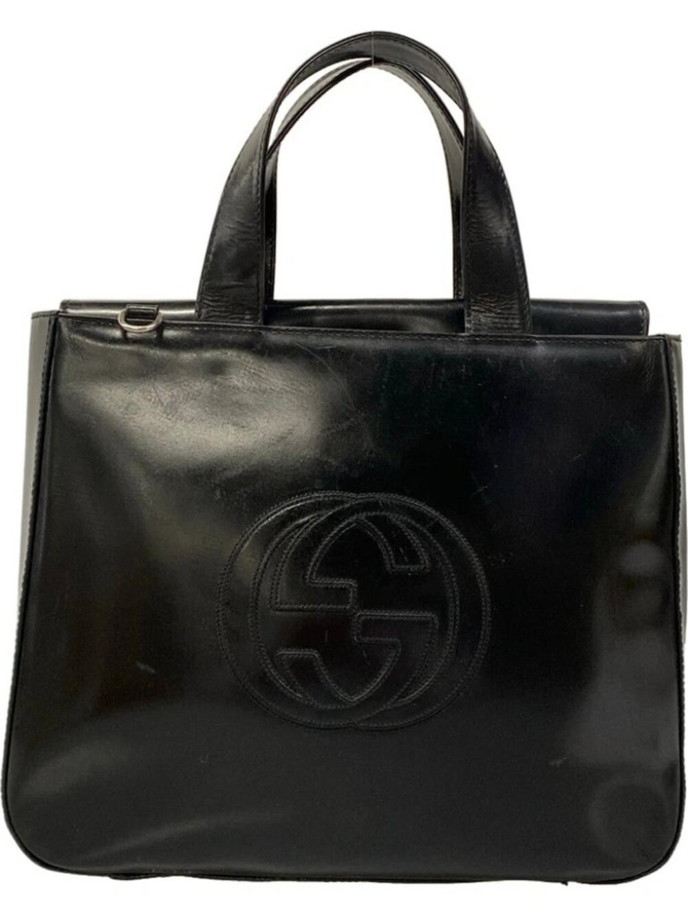 GUCCI Interlocking G Black Leather Handbag